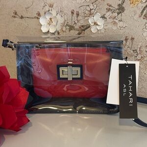 NEW✨ Tahari Red, Navy Blue, Silver Clear Bag